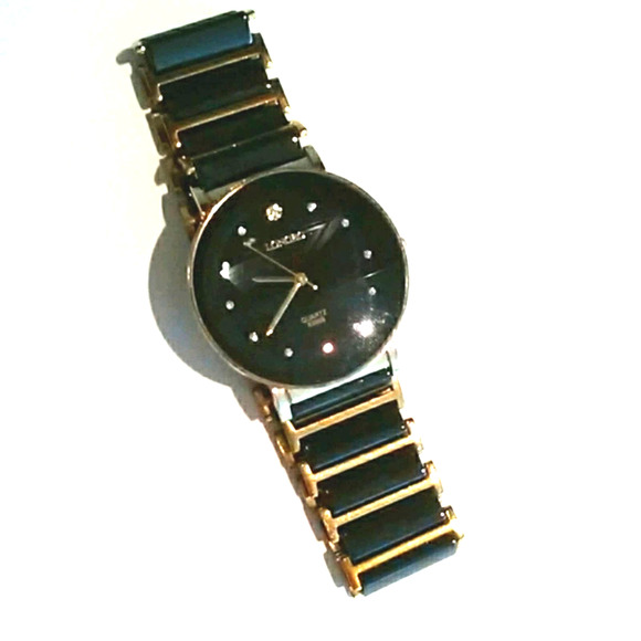 Black and Gold Watch with Crystals - Picture 2 of 7